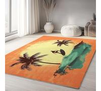 Générique Tapis Abstrait Salon Surfeur Rétro Palmiers à Poils Courts Antidérapant Salon Couleur Orange 160 x 230cm Chambre Poil Ras Doux Tapis de Décoration Paillassons pour entrée