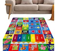 Générique Tapis Alphabet - 80 X 120 Cm Alphabet Chiffres Animaux Formes | Tapis De Jeu Enfant Antidérapant | pour Chambre rèche, Garderie, Salle de Jeux, École Maternelle, Garçons et Filles
