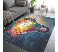 Générique Tapis Ampoule Électrique, Grand Tapis Salon 120x120 Graffiti Colorée Peinture à l'huile Carpette Chambre, Flanelle Poil Ras Moelleux - Antidérapa Lavable en Machine H-6