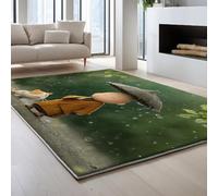 Générique Tapis Animation 90 x 150 cm, Tapis De Salon Cartoon Tranquille Petit Moine, Poils Courts Doux Et Confortables, Facile d'entretien, Microfibre De Haute Qualité, Ultra Résista Vert