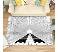 Générique Tapis Antidérapant Lavable Antifouling 120x180 cm, GéOméTrie des Arts Visuels À Poils Courts Tapis pour Salon, Chambre À Coucher, Noir Et Blanc Paillasson Doux Chambre d'enfant Décoration