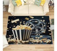 Générique Tapis Antidérapant Lavable Antifouling 140x200 cm, ThèMe CinéMa À Poils Courts Tapis pour Salon, Chambre À Coucher, Noir Paillasson Doux Chambre d'enfant Décoration