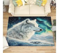 Générique Tapis Antidérapant Lavable Antifouling 160x230 cm, Animal Loup Arctique À Poils Courts Tapis pour Salon, Chambre À Coucher, Aurore Paillasson Doux Chambre d'enfant Décoration