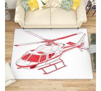 Générique Tapis Antidérapant Lavable Antifouling 160x230 cm, Motif D'HéLicoptèRe Rouge À Poils Courts Tapis pour Salon, Chambre À Coucher, Blanc Paillasson Doux Chambre d'enfant Décoration