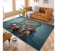 Générique Tapis Antidérapant Lavable Antifouling 60x90 cm, BohêMe Attrape RêVes Plume À Poils Courts Tapis pour Salon, Chambre À Coucher, Bleu Paillasson Doux Chambre d'enfant Décoration