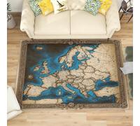 Générique Tapis Antidérapant Lavable Antifouling 60x90 cm, Carte d'europe Vintage À Poils Courts Tapis pour Salon, Chambre À Coucher, Marron Clair Paillasson Doux Chambre d'enfant Décoration