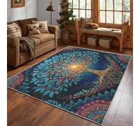 Générique Tapis Arbre De Vie, Grand Tapis de Chambre Salon, Motif Fantastique Mystique, 150x200, Antidérapant, Lavable, Doux, Poil Ras, Decoration Maison A3999