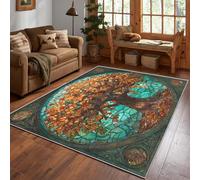 Générique Tapis Arbre De Vie, Grand Tapis de Chambre Salon, Motif Fantastique Mystique, 160x230, Antidérapant, Lavable, Doux, Poil Ras, Decoration Maison A3973