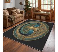 Générique Tapis Arbre De Vie, Tapis de Chambre Salon, Motif Bohème Mystique, 100x150, Antidérapant, Lavable, Doux, Poil Ras, Decoration Maison A3926