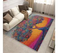Générique Tapis Arbre de Vie, Tapis Entree Interieur Mandala Bohème, Poils Antidérapant Courts Doux Moquette Paillasson Interieur Entree Un Nettoyage Facile 60 x 90 cm P-&104