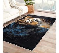 Générique Tapis Art Tigre Lavable 80x150, Petit Tapis Entree Interieur Chambre, Motif Or Noir Texture 3D, Paillasson Antidérapant, Poil Court, Doux, Decoration Maison Carpet