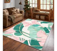 Générique Tapis Banane Feuille Lavable 150x200, Tapis Salon Chambre, Motif Monstre Feuille Vert Tropical, Antidérapant, Poil Court, Doux, Decoration Maison