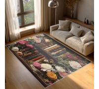 Générique Tapis Bibliothèque, Tapis Entree Interieur Fleur Colorée, Poils Antidérapant Courts Doux Moquette Paillasson Interieur Entree Un Nettoyage Facile 40x60 cm P-&56