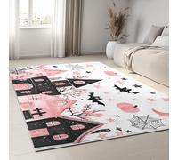 Générique Tapis Blanc Fantastique Halloween Maison Hantée Salon Chambre à Coucher Salle à Manger Couloir Chambre Cuisine Antidérapant Enfant Ado Décoration, Tapis Lavable 120 x 160 cm