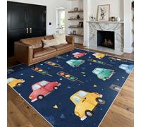 Générique Tapis Bleu Enfants Garçons Interieur 200 x 300 cm, Tapis Salon Voiture Feu Circulation Dessin Animé Chambre, Moquette Motif Antidérapant Lavable Poil Ras Doux, Décoration Intérieure QAZ65