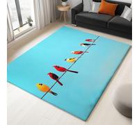 Générique Tapis Bleu - Tapis Salon, Salle à Manger, Chambre Adulte et Ado, Cuisine - Simple Dessin Animé Animal MoineauPoil Ras Doux 80 x 150 cm