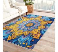 Générique Tapis Bohème Vintage, Tapis Entree Interieur Fleur Mandala, Poils Antidérapant Courts Doux Moquette Paillasson Interieur Entree Un Nettoyage Facile 50 x 80 cm P-&98