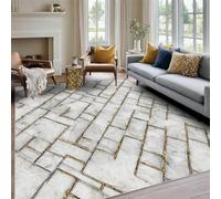 Générique Tapis Brique De Marbre, Petit Tapis de Chambre Salon, Motif Blanc, Gris, Géométrique, 60x90, Paillasson Interieur Entree Antidérapant, Lavable, Doux, Poil Ras, Decoration Maison N07Y0