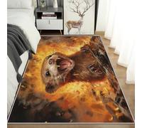 Générique Tapis Brûlant Animal Lavable 100x100, Tapis Salon Chambre Cuisine, Motif Cris Animaux Flamme, Antidérapant, Poil Court, Doux, Decoration Chambre Descente de Lit