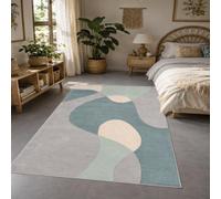 Générique Tapis Carré,Abstrait Moderne Gris, Vert, Beige, Bleu, 150 x 150 cm, Tapis pour Salon Chambre Décoratif Coussin de Chaise Canapé Natte Coussinets,