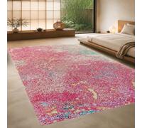 Générique Tapis Carré,Abstrait Rose, Bleu, Jaune, Blanc, 150 x 150 cm, Tapis pour Salon Chambre Décoratif Coussin de Chaise Canapé Natte Coussinets,