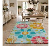 Générique Tapis Carré,Bleu rétro, Rose, Jaune, Orange, Turquoise, Vert, 150 x 150 cm, Tapis pour Salon Chambre Décoratif Coussin de Chaise Canapé Natte Coussinets,