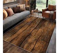 Générique Tapis Carré Bois Chambre 100x100 cm Motif Rustique Marron, Tapis Cuisine Lavable Antidérapant Doux Poil Ras, Deco Chambre Moquette, j1d4522