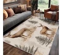 Générique Tapis Carré Cerf Chambre 100x100 cm Motif Animaux Sauvage Forêt, Tapis Cuisine Lavable Antidérapant Doux Poil Ras, Deco Chambre Moquette,j1d174