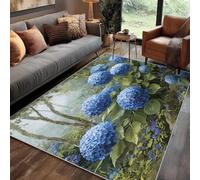 Générique Tapis Carré Forêt Fleurs Salon 200x200 cm Motif Jungle Plantes, Tapis Lavable Antidérapant Doux Poil Court, Decoration Chambre Descente De Lit Carpet, j1d6321