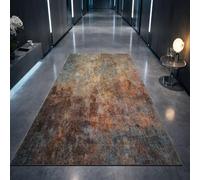 Générique Tapis Carré,Orange, Abstrait Vintage Marron, Gris, Vert, 150 x 150 cm, Tapis pour Salon Chambre Décoratif Coussin de Chaise Canapé Natte Coussinets,