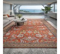 Générique Tapis Carré,Rouge Oriental, Bleu, Blanc, Beige, Marron, Jaune, 200 x 200 cm, Lavable Tapis pour Décoration Maison Salon, Salle à Manger, Chambre,