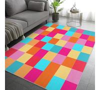 Générique Tapis Carreaux, Grand Tapis Salon 120x170 Tartan Plaid Carpette Chambre, Flanelle Poil Ras Moelleux - Antidérapa Lavable en Machine H-11