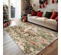 Générique Tapis Cerf, Grand Tapis Salon 160x230 Champignon Cerf Sika Carpette Chambre, Flanelle Poil Ras Moelleux - Antidérapa Lavable en Machine H-37