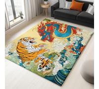 Générique Tapis Chambre Enfant Multicolore, Est Animaux Tigre Dragon - Tapis Enfant Facile d'entretien et Doux pour Chambres à Coucher Salle de Jeu Chambre Fille Garçon Bébé 100 x 150 cm