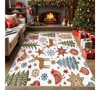 Générique Tapis Chambre Noël Enfants, 60x110 cm | Paillasson Cerf Flocon de Neige, Lavable, Antidérapant, Poil Court, Decoration Entree Interieur SD1-42