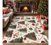 Générique Tapis Chambre Sapin de Noël, 50x80 cm | Paillasson Boule et Clochette Noël, Lavable, Antidérapant, Poil Court, Decoration Entree Interieur SD1-71