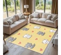 Générique Tapis Chaton Mignon, Grand Tapis Salon 200x300 Dessin Animé Animaux Chat Carpette Chambre, Flanelle Poil Ras Moelleux - Antidérapa Lavable en Machine H-16
