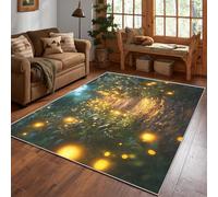 Générique Tapis Chemin Luciole Lavable 150x200, Tapis Salon Chambre, Motif Insecte Plante Lumineux Lampadaire, Antidérapant, Poil Court, Doux, Decoration Maison