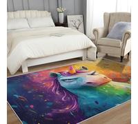 Générique Tapis Cheval en Colère Lavable 60x90, Petit Tapis Entree Interieur Chambre, Motif Happy Kawaii Humour, Paillasson Antidérapant, Poil Court, Doux, Decoration Maison Carpet