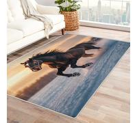 Générique Tapis Cheval Hiver Motif Lavable 80x150, Petit Tapis Entree Interieur Chambre, Motif Neige Courir, Paillasson Antidérapant, Poil Court, Doux, Decoration Maison Carpet