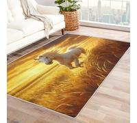 Générique Tapis Cheval Lavable 120x170, Tapis Salon Chambre Cuisine, Motif Blé Champ Or, Antidérapant, Poil Court, Doux, Decoration Chambre Descente de Lit