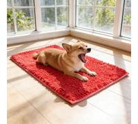 Générique Tapis Chien Absorbant Microfibre - Paillasson Entrée Intérieur Anti Boue, Tapis de Sol Lavable en Machine et Antidérapant pour Animaux, Séchage Rapide des Pattes Sales (Red)