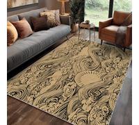 Générique Tapis Chinois Chambre 240x340 cm Motif Japonais Asiatique Vague Marron, Tapis Cuisine Lavable Antidérapant Doux Poil Ras, Deco Chambre Moquette, j1d5671