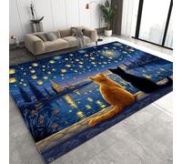 Générique Tapis Ciel étoilé Chat 140x200cm Rêveur Guérisseur Antidérapant Poils Bas Moquettes Sol Décoration Durable Doux Machine Lavable Grand Tapis pour Salon Chambre Balcon Couloir 16y67