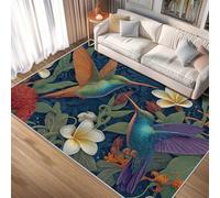 Générique Tapis Colibri, Tapis Salon Motif Oiseau Fleur 160x230 cm, Pile Courte, Antidérapant, pour Carpette Chambre, Descente de Lit, Lavable Interieur, Decoration Maison A(8)