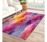 Générique Tapis Coloré Nuage Lavable 80x120, Petit Tapis d'entrée Interieur Chambre, Motif Brillant étoile Orange Rose, Paillasson Antidérapant, Poil Court, Doux, Decoration Maison Carpet