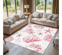 Générique Tapis Coquillage Rose, Grand Tapis Salon 160x230 Coquille Saint-Jacques Récif Corallien Étoile de Mer Carpette Chambre, Flanelle Poil Ras Moelleux - Antidérapa Lavable en Machine H-25