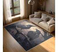 Générique Tapis Corbeau Gothique, Tapis Entree Interieur Corbeau Luna, Poils Antidérapant Courts Doux Moquette Paillasson Interieur Entree Un Nettoyage Facile 50 x 80 cm P-&59