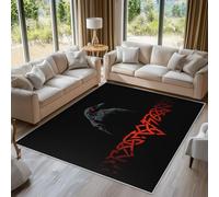 Générique Tapis Corbeau Viking, Grand Tapis Salon 120x170 Celtique Mythologie Nordique Carpette Chambre, Flanelle Poil Ras Moelleux - Antidérapa Lavable en Machine H-18