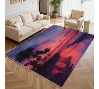 Générique Tapis Coucher de Soleil Plage, Tapis Entree Interieur Palmier, Poils Antidérapant Courts Doux Moquette Paillasson Interieur Entree Un Nettoyage Facile 60 x 90 cm P-&137